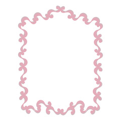 pink vertical rectangular frame of curls beautiful princess mirror border picture background stroke pattern isolated object on white background vector