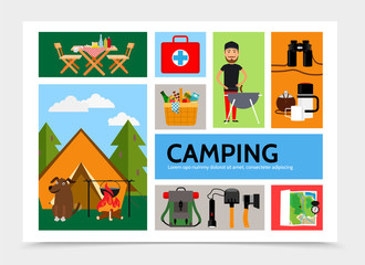 Obraz premium Flat Outdoor Recreation Infographic Template