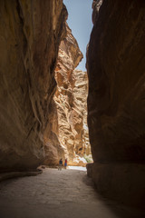 The narrow passage between two orange rocks