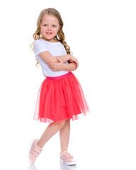 The little girl is full-length.