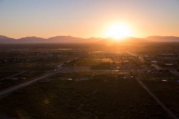 Scenic, sunset, landscape view of Alamogordo, New Mexico in the summer. 