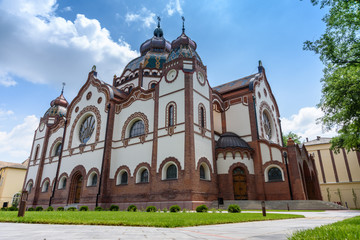 Fototapeta na wymiar Subotica, Vojvodina / Serbia, June 11, 2018, Renovated Jewish Synagogue Outside