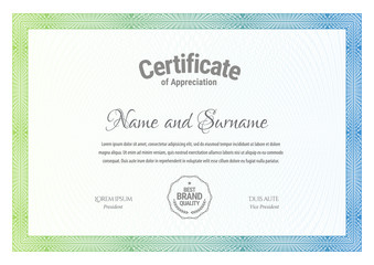 Certificate. Template diploma currency border. Award background Gift voucher.