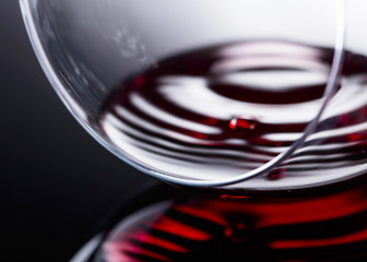 Glass of red wine, macro shot .