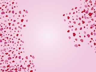 Fototapeta na wymiar pink hearts in a random order on pink background