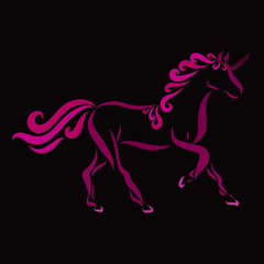 Naklejka na ściany i meble A beautiful and elegant unicorn with a curly pink mane