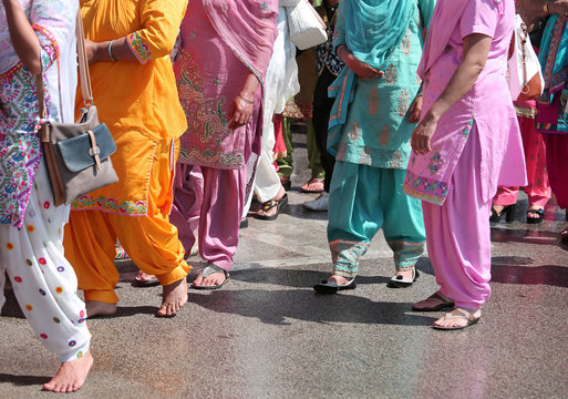 sikh women during a parade on the road