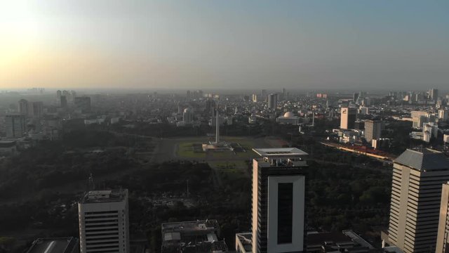 Aerial view of Monumen Nasional. Jakarta, Indonesia