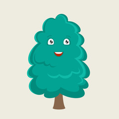Vector llustration The Tree Cartoon Character