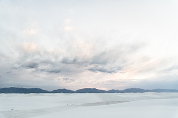 Landscape view of White Sands National Monument in Alamogordo, New Mexico during summer. 