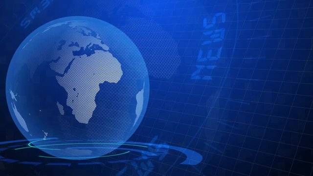 global earth rotating Digital World News Studio Background for news report and breaking news