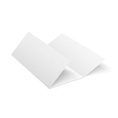 Blank three folded fold paper leaflet, flyer, broadsheet. Vector illustration