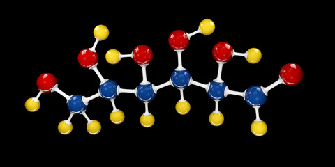 Molecule of glucose, molecular formula C6H12O6. 3d Illustration