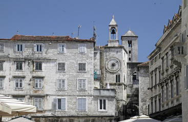 Fototapeta na wymiar Old town piazza in Split, Croatia, on a sunny day