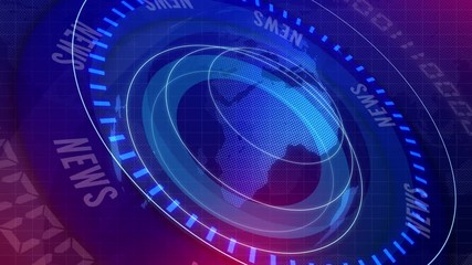 global earth rotating Digital World News Studio Background for news report and breaking news