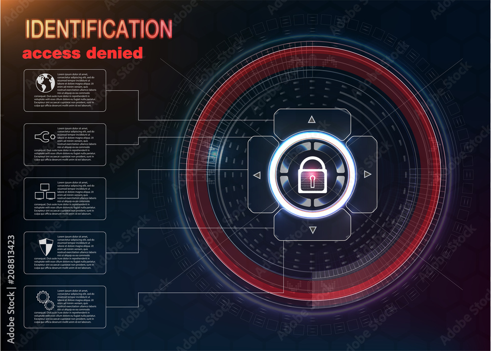 Aufkleber verification scanners set. finger scan in futuristic style. biometric id with futuristic hud interfa