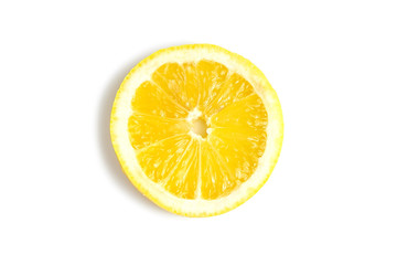 Slice of yellow fresh lemon isolated