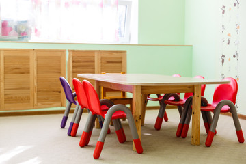 Fototapeta na wymiar Kindergarten Preschool Classroom Interior