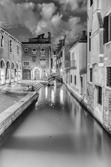View over a picturesque canal and little bridge, Venice, Italy
