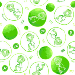 Aquarius zodiac sign seamless pattern