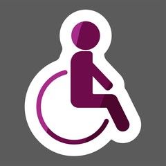 Vector icon colored sticker Wheelchair icon. Vector set icon wheelchair. Layers grouped for easy editing illustration.  For your design.