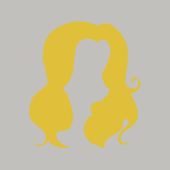 Obraz premium hair/In the picture, a hairdresser's luster. Hair is lush. Brand for hairdressing salon, beauty salon.