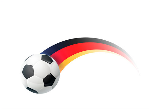 Football with Germany national flag colorful trail. Vector illustration design for soccer football championships, tournaments, games. Element for invitations, flyers, posters, cards, banners.