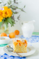 Apricot rustic cake on a table