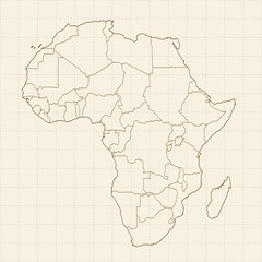 Africa map retro brown beige