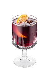 Mulled wine glintwein with orange slice