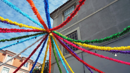 Lisbon street decoration for popular parties.