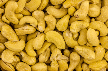 fried cooked nut fruit cashew with salt background food base