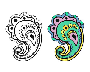 Mehndi colored traditional indian ethnic symbol. Good for henna design, fabric, textile, t-shirt print or poster