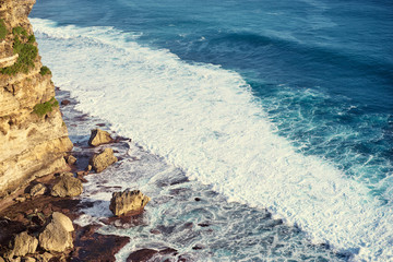 Beautiful ocean waves  and rocks.