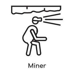 Miner icon vector sign and symbol isolated on white background, Miner logo concept, outline symbol, linear sign