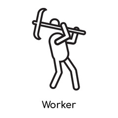 Worker icon vector sign and symbol isolated on white background, Worker logo concept, outline symbol, linear sign