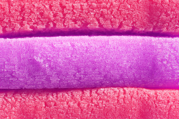 Red Scarlet Purple Colored Bubble Gum Texture. Freshness Gummy Delicious Background. Yummy...