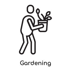Gardening icon vector sign and symbol isolated on white background, Gardening logo concept, outline symbol, linear sign