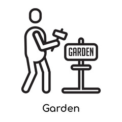 Garden icon vector sign and symbol isolated on white background, Garden logo concept, outline symbol, linear sign