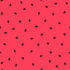 Vector illustration. Watermelon background with a black seeds. Seamless pattern.