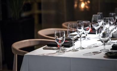 Abstract empty of wine glasses, dark background