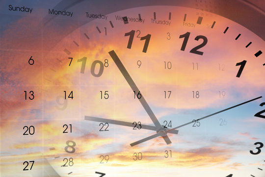 Clock and calendar in sky