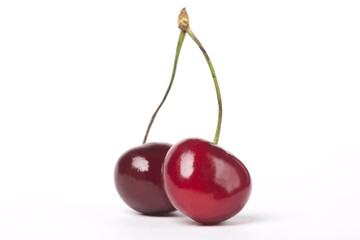 Cherries isolated on white background.
