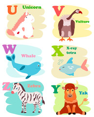 Cartoon Vector Illustration of Colorful English Alphabet with Funny Animals
