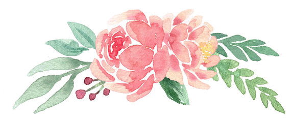 Loose Floral Watercolor Bouquet with Peonies
