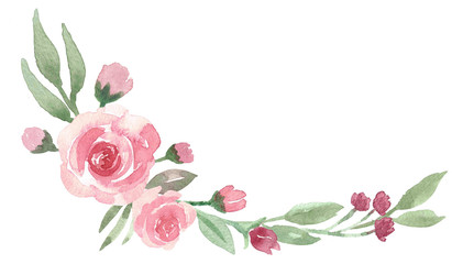 Loose Floral Watercolor Corner with Roses