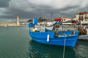  fishing boat in the old port of the city of Rethymnon.