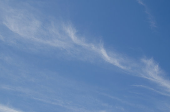 Natural Background: Blue Sky With Pale Transparent Clouds