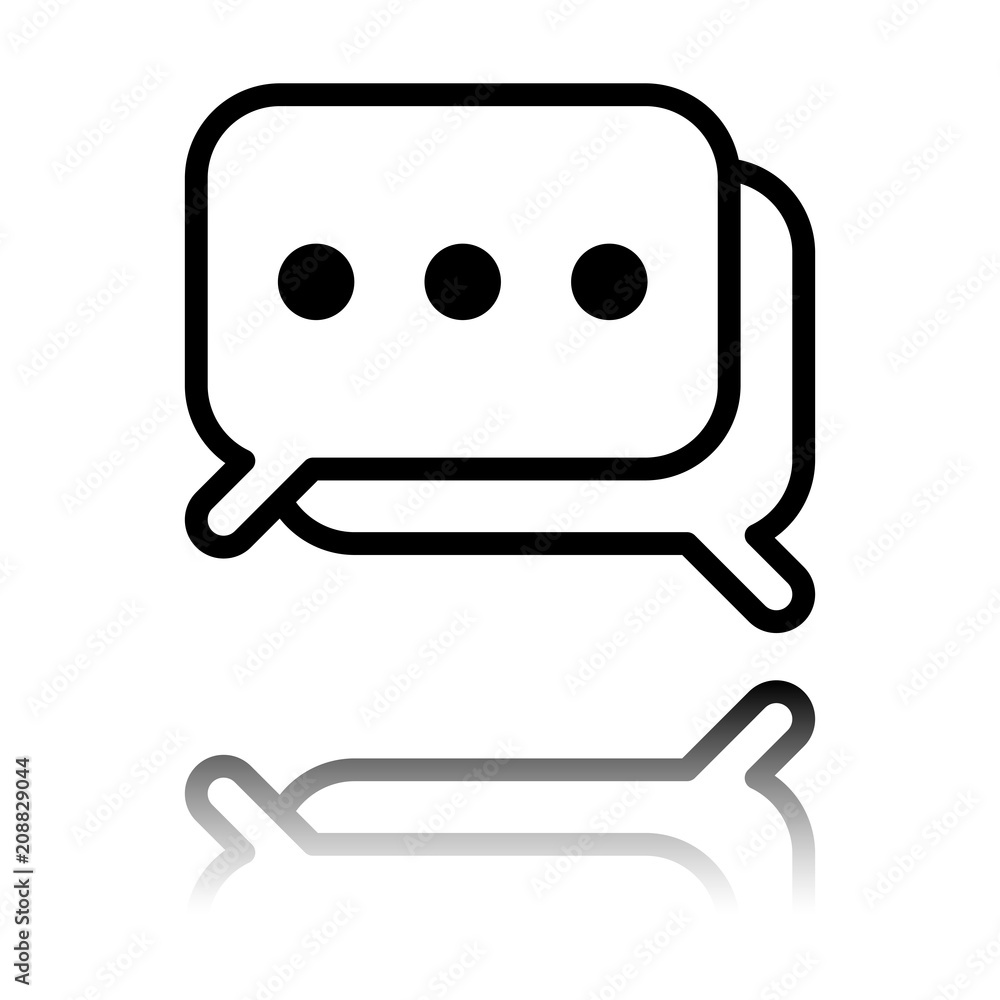 Poster simple chat. couple of square text clouds. linear icon with thin outline. black icon with mirror ref