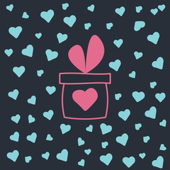 Vector flat giftbox illustration with heart.